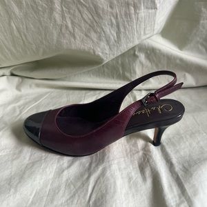 Cole Haan Size 6C Heels Plum Leather Heel 2.5” Buckle #h4